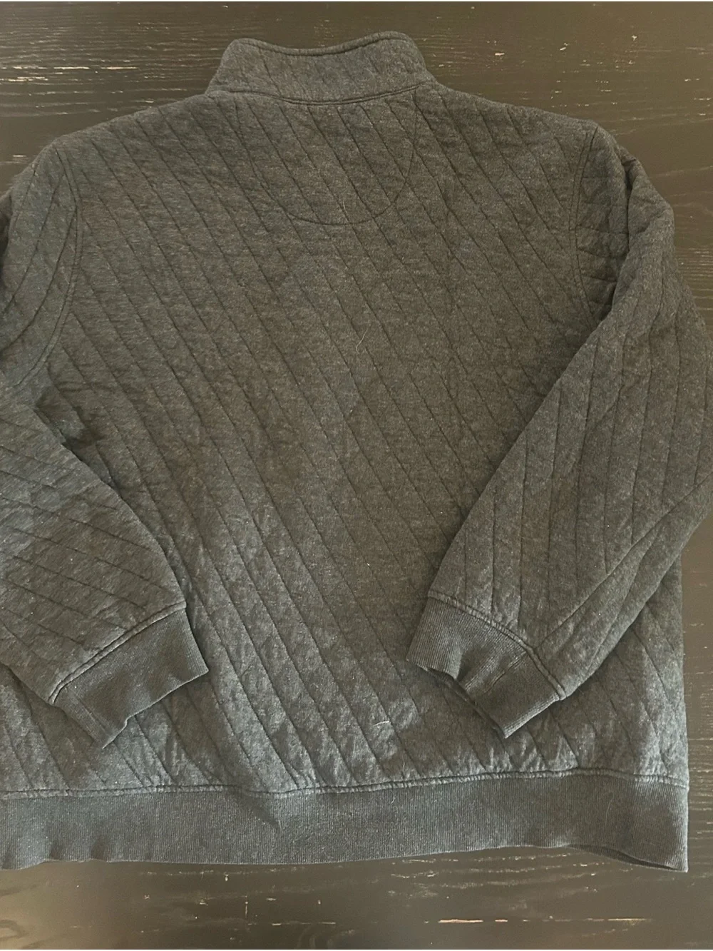 UNTUCKit Quilted Half-Zip Sweater in Dark Gray with Tan Trim